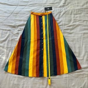 NWT Bright & Beautiful Vertical Striped High Waisted Maxi Skirt